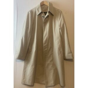 Clipper Mist Mens All Weather Trench Coat Sz 40R Khaki Button Front Preppy